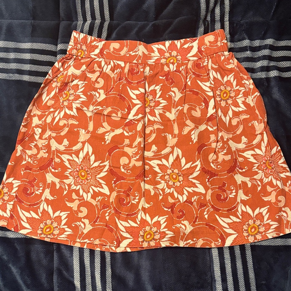 Loft Women Floral Orange Skirt